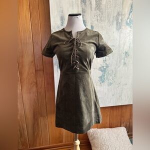 MAAC London Olive Green Lace-Up Dress Mini. Fitted & Sexy! 90’s Vibes! Sz. Med